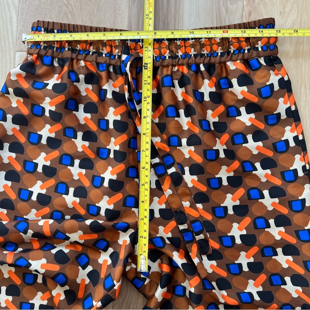 Zara Brown/Orange Geometric Wide Leg Pants Size Medium - Picture 12 of 13